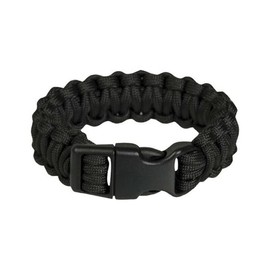 Paracord Survival Bracelet Olive, Black, Khaki, Coyote Tan, Depending on Selection, Outdoor, Approx. 2.20 cm Wide, 18 or 23 cm Long, Emergency Rope Cord (24.5 cm Black)