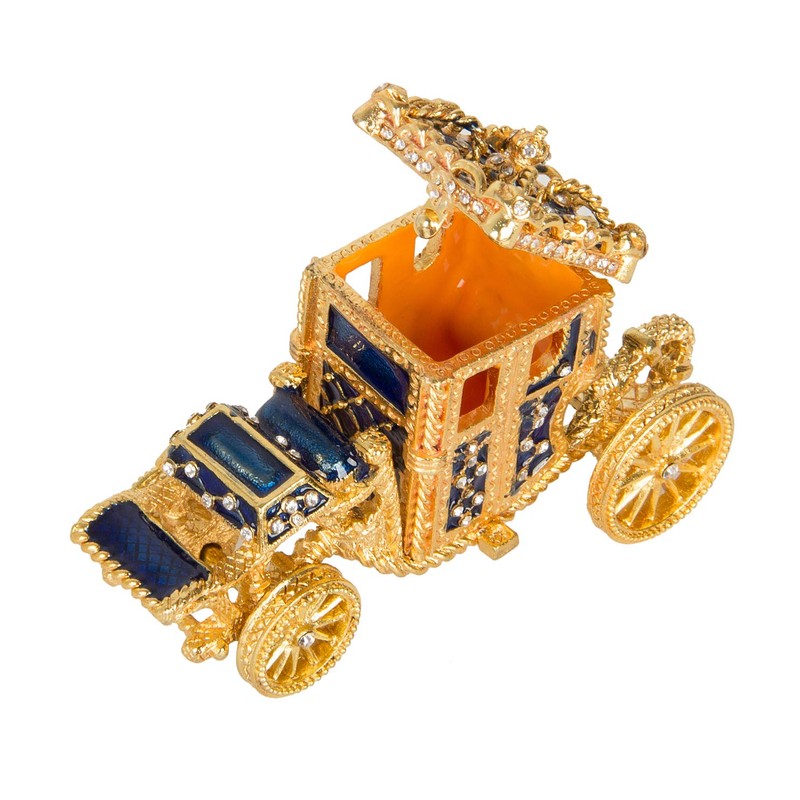 QIFU Vintage Mini Royal Carriage Style Enamel Trinket Box Hinged