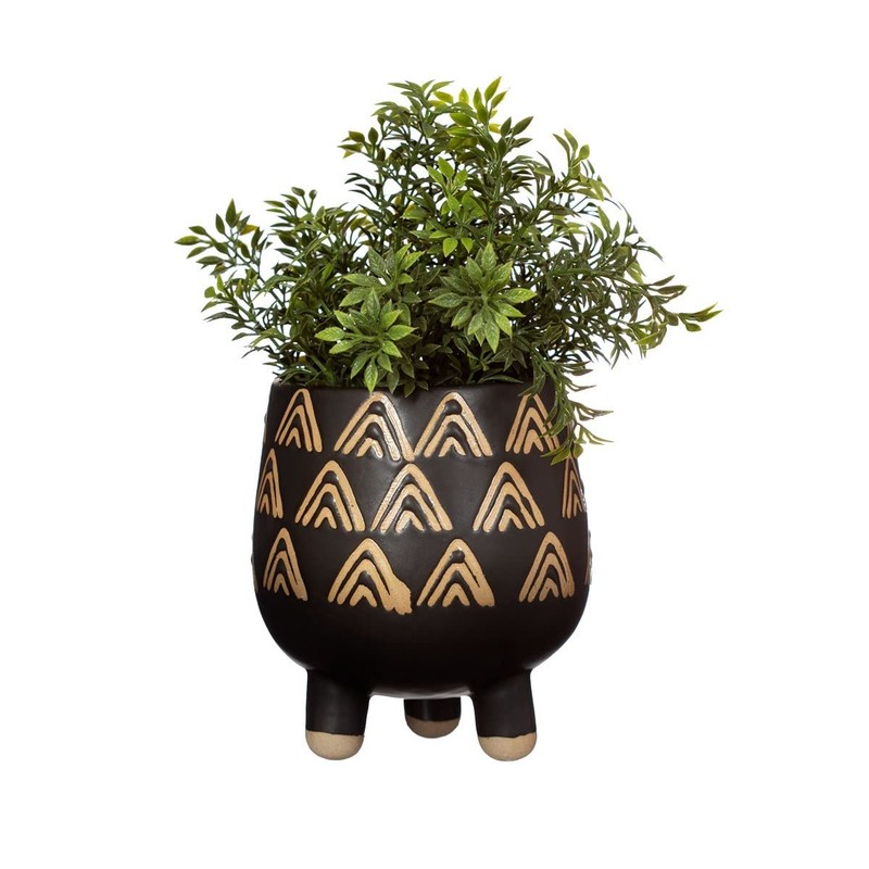 Sass & Belle Wax Resist Triangles Black Leggy Planter