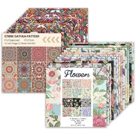 48 Sheets 24 Designs Scrapbook Paper Pad, 6"×6" Single-Sided Decopodge Craft Paper,Cardstock Paper,Scrapbooking DIY Decorative Background Cardmaking Supplies.Datura&Flowers