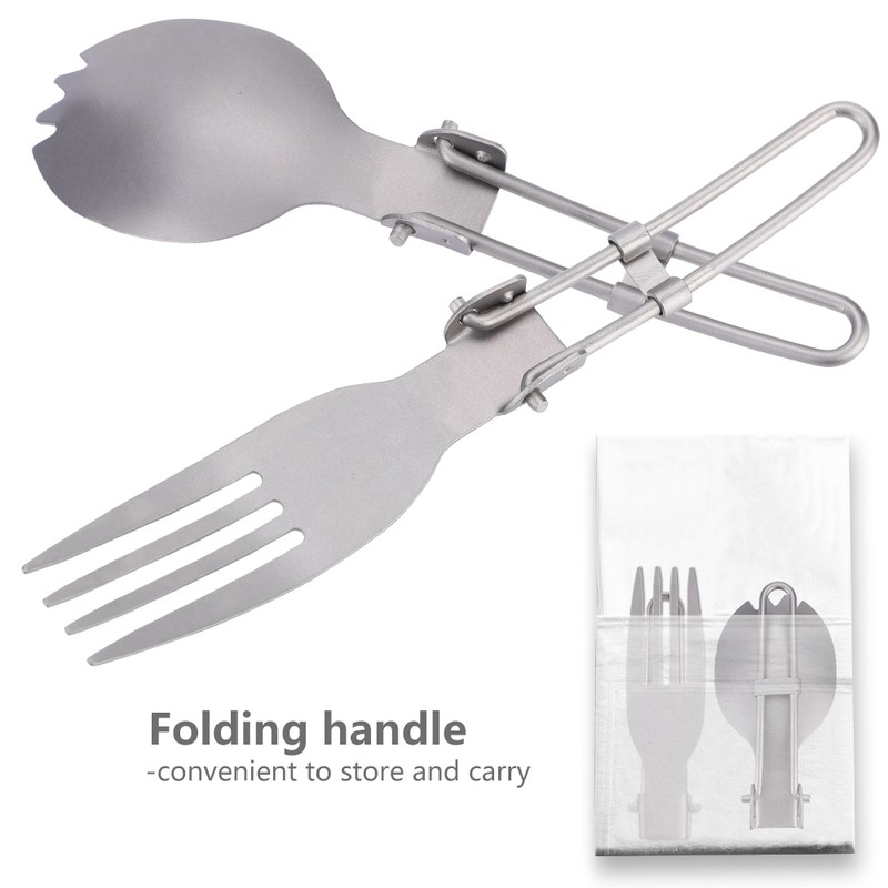 Portable Folding Titanium Spork Fork Outdoor Camping Cutlery Travel Tableware(Fork