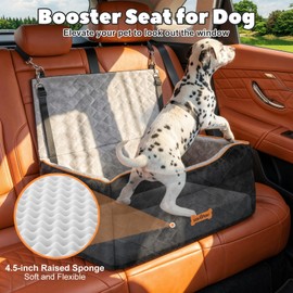 VavoPaw Dog Car Seat for Medium Dog, Dogs Booster Seat Under 50Lbs or 2 Small Dogs Washable, Pet Car Seats with 2 Safety Leashes, Pets Sofa Bed Cushion Add Thick Sponge, Pet Cars Carrier for Travel