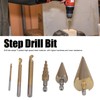 3Pcs Step Drill Bit Hex Shank Straight Grooved HSS Ti