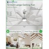 DLLT Large Ceiling Fans with Lights: 72in Modern Indoor/Outdoor Ceiling