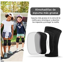 1 Par Rodilleras Deportivas para Niño, Antideslizante Protector de Rodilla Baloncesto, El Diseño Antisísmico de Esponja Gruesa Previene Efectivamente Caídas, Ideal para Juegos Pelota (Negro, Talla XS)