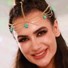 Auwoyss Turquoise Layered Head Chain Boho Star Hair Chain Forehead