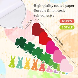 Whaline 69Ft 60Pcs St. Patrick's Day Shamrock Bulletin Board Borders Easter Bunny Heart Die Cut Trim Border for Office Classroom Chalkboard Wall Decor