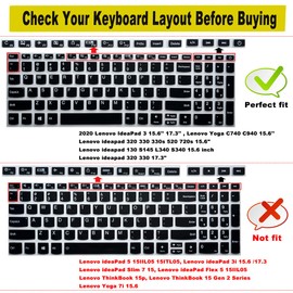 2Pack Keyboard Cover for Lenovo Yoga c740 c940 15.6, ideapad 3 15.6, Lenovo IdeaPad 15.6" 17.3" 320 330 330s 340s 520 S540 720s 130 S145 L340 S340 V330 V130 Keyboard Protective Skin