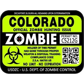 ProSticker 1216 (Two Pack) 3"x 4" Zombie Series Colorado Hunting License Permit Decal Sticker