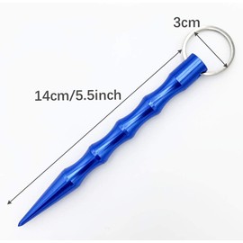 ShipeeKin Kubotan Ergonomic Handle and Key Ring with or Without SOS Signal Whistle, 100% Legal, Pack of 3, Black, blue, silver