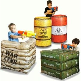 NINOSTAR Pack of 4 Combat Battlefield Inflatables, Compatible with Nerf, Laser tag