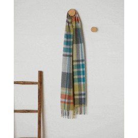 Foxford Traditional Irish Lambswool Scarf, Made In Ireland, 82 inches x 12 inches (Multi Color Stripes)