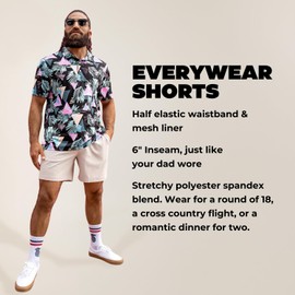 Chubbies Everywear Mens Shorts Casual 6-Inch Inseam, Elastic Waist, Water-Resistant, Zipper Pocket, Drawstring Secure Fit Cotton Shorts Men, Chino Shorts, Short Pants for Men, Khakinators, X-Large