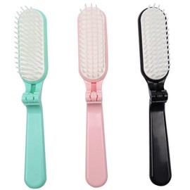 DECHOUS 3Pcs Compact Folding Hair Brush Travel Detangling Combs for All Hair Types Portable and Lightweight for Women Men and Black Blue Pink