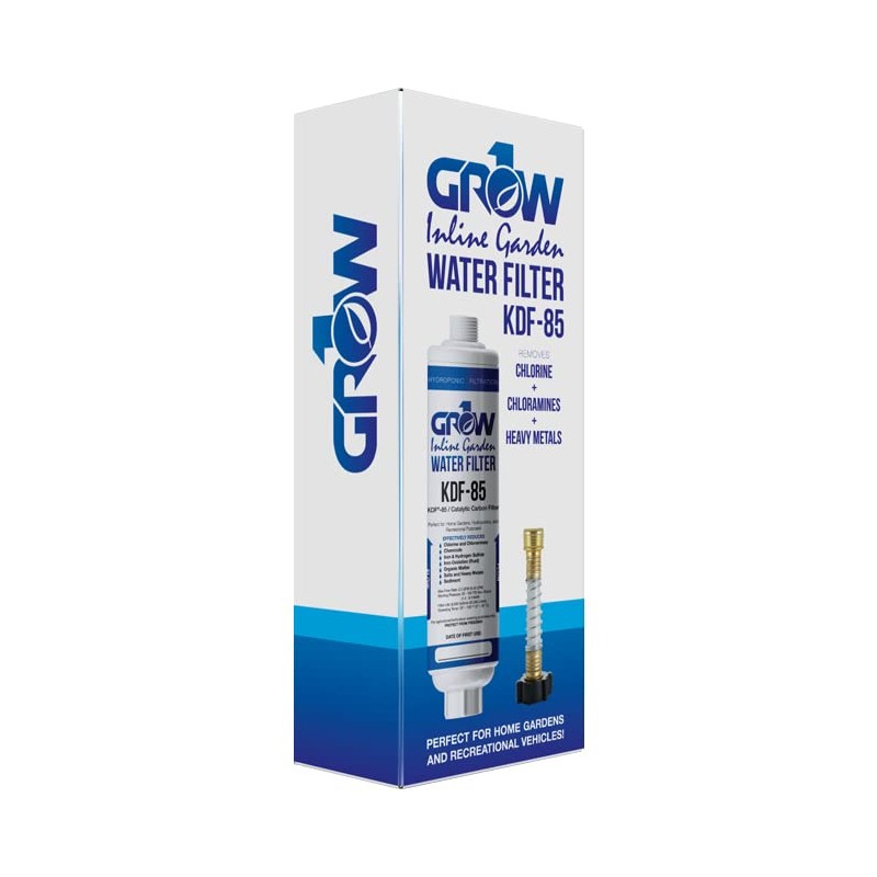 Grow1 Inline KDF-85 Water Filter, Garden Hose Filter for Plants,