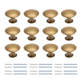 Mormchlots 12Pcs Antique Brass Round Cabinet Knobs with Screws, Vintage Kitchen Cupboard Door Knobs, Drawer Handle Pulls Dresser Knob for Dresser, Cupboard, Bathroom