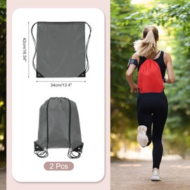PATIKIL Drawstring Backpack Bags, 2 Pack Sports Cinch Sack Draw String Bag for Sports Gym Yoga Travel Swimming Beach, Gray