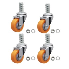 MyyYiTar 1" Swivel Stem Threaded Casters, TPR Mute Caster Wheel M8 ×15mm Stem Threaded Mini Casters -Orange