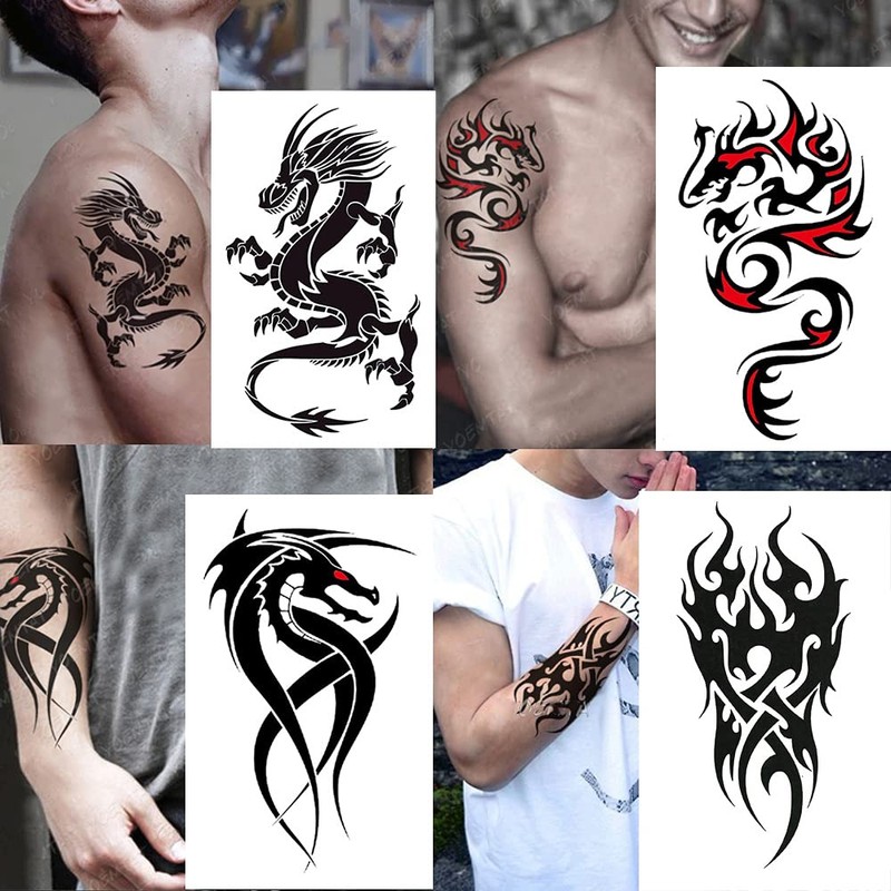12 Autocollants De Tatouage Temporary Demi-bras Pour Hommes Et Femmes