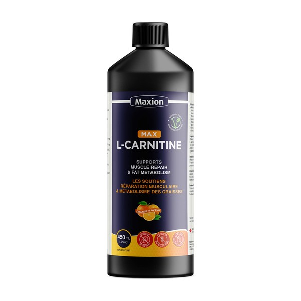 Maxion L-Carnitine 1500mg with Vitamin B5 to Aid in Muscle Recovery After Exercise, Orange Flavour, 450 mL (1)