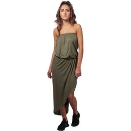 Urban Classic Women's Ladies Viscose Bandeau Dress, Olive, L