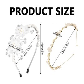 XFSRG Pack of 2 Hair Accessories Flower Wreath Flower Crown Headband Hair Band Women's Flowers Wreath Headband Communion Girls Pearl Hair Band Headwear Headbands Headdress Hair Bands Floral Bridal