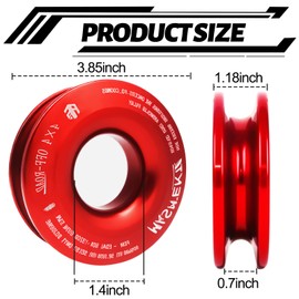 HASHENTA 1PC Snatch Recovery Ring 66,000 LBS Winch Break Strength,Winch Snatch Block and Tackle Rope for Off Road ATV UTV SXS SUV Truck(red)