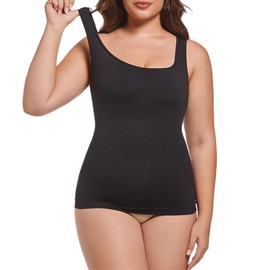 Women's Sleeveless Body Shaping Vest Seamless Compression Camisole Shaping Tops Tummy Control Tank Tops Bodysuits (Black, XXL)