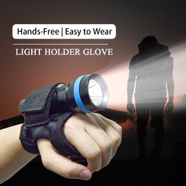 Uadme Hands-Free Torch Holder, Flashlight Glove Holders, Adjustable Hand Arm Mount Wrist Strap Gloves, Suit for Dia 20mm to 40mm Flashlights, for Diving Scuba Hunting
