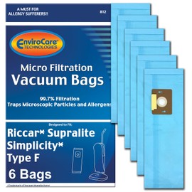 EnviroCare Replacement Micro Filtration Vacuum Cleaner Dust Bags made to fit Riccar Supralite and Simplicity Type F Uprights 6 pack