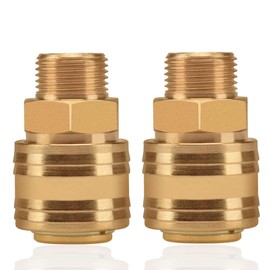 oumuik Compressed Air Coupling 3/8 Inch Compressed Air Connection Quick Coupling Compressed Air Couplings / Connections Socket Plug 3/8 Inch AG Brass Fitting Pack of 2
