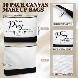 Paterr 20 Pcs Employee Appreciation Gifts Bulk for Women 10 Inspirational Canvas Makeup Bags with Zipper and 10 Mini Compact Mirrors Thank You Gifts for Assistant Student Teacher Nurse(Thank You)