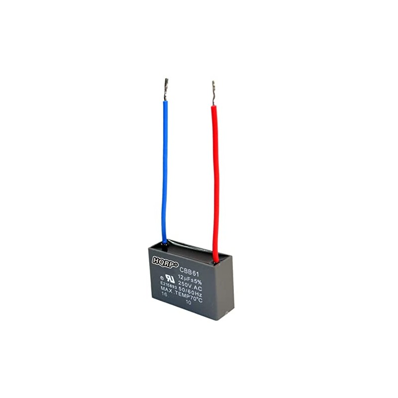 (12uf 2-Wire) - HQRP Ceiling Fan Capacitor CBB61 12uf 2-Wire