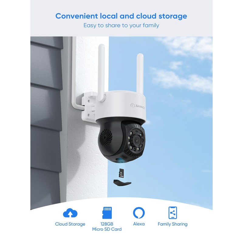 SANNCE PT Camera 2K, Wireless Security Cam 3MP, 350° Horizontal