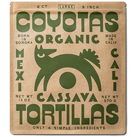 Coyotas Organic Cassava Tortillas - Large Size (6 Count) - Gluten-Free, Non-GMO, Grain-Free, Paleo-Friendly (3 Packs)