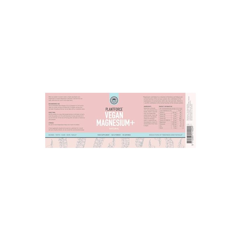 Plantforce Vegan Magnesium+ Natural 160G Powder - 45 Servings