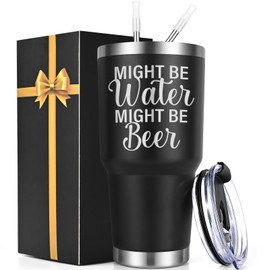 Lifecapido Beer Gifts for Men, Might Be Water Might Be Beer 30oz Insulated Tumbler, Beer Lovers Gift Ideas, Christmas Gifts Birthday Gifts for Beer Lovers, Black