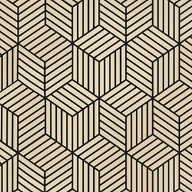 WENMER 17.71 Inchx 118 Inch Geometric Hexagon Wallpaper Contact Paper Peel and Stick Brown and Black Hexagon Removable Self Adhesive Wallpaper Vinyl Film Shelf Paper & Drawer Liner Roll for Home Use
