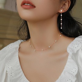 Loutade Jewellery Sets for Women, 3PCS Pearl Necklace, Earrings & Bracelet Set, Pearl Wedding Jewellery Set for Bride Bridesmaid, Rose Gold Bridal Women's Jewelry Gifts for Party Wedding Festival