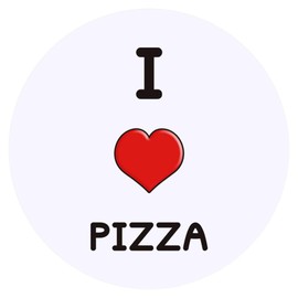 24 x 40mm Round 'I Love Pizza' Stickers (SK00051102)