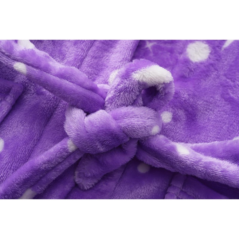 ECGK Soft Hooded Rainbow Bathrobe Sleepwear for Girls Purple Star