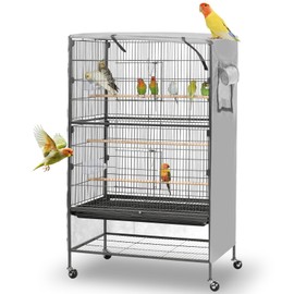 ZESTEFY Bird Cage Cover, Large Birds Cage Covers for Night, Birds Cover for Cage with Adjustable Front Curtain, Blackout & Breathable Birdcage Covers for Parrot, Small Animals (38x24x51in)