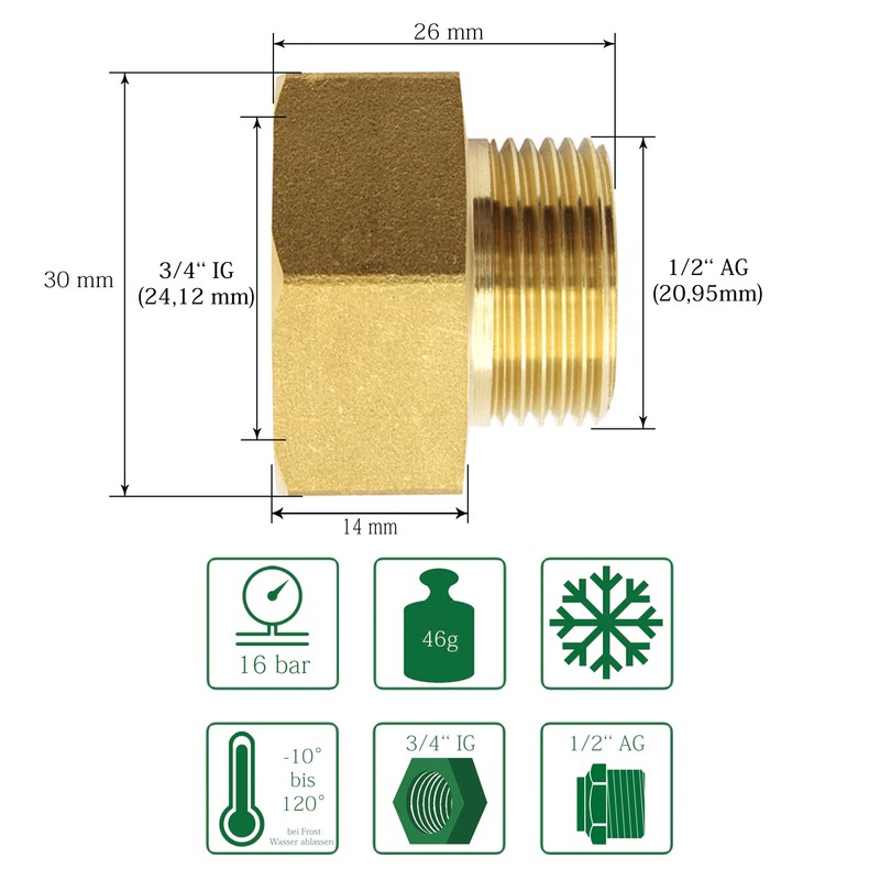 SHYNE Premium 3/4 Inch to 1 Inch Reducer with Rubber
