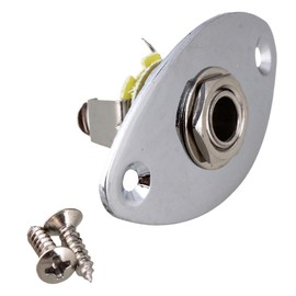 Emptty Chrome Thick Oval Dented Electric Guitar Output Jack Plate Socket, Metal 1/4" Oval Guitar Input Jack Output Plate Jackplate Socket for Electric Guitar Replacement Parts