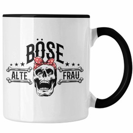 Trendation - Lustige Tasse Geschenk für Böse Alte Frau Rock Biker (Schwarz)