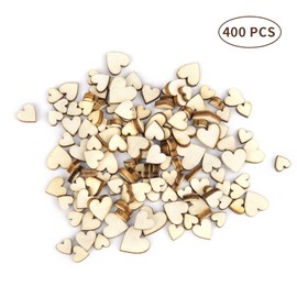 TAIYOU Pack of 400 Small Wooden Hearts, Mini Wooden Hearts, Scatter Decoration, Wooden Heart Embellishments, Wooden Discs Decoration for Crafts for DIY Crafts Embellishments Table Decoration 6 8 10 12