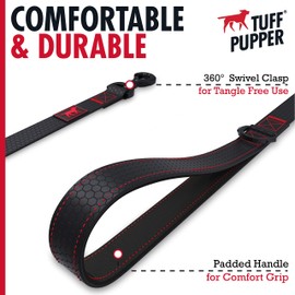 Tuff Pupper Action Leash l Heavy Duty Dog Leash | 6 Foot Dog Leash w/Aluminum Quick Release, Locking Carabiner Leash Clip | Rust-Proof, Waterproof and Odor Free | for Adventurous, Active Dogs
