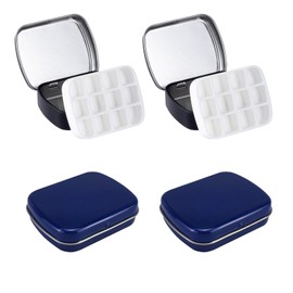 YFaith 4-Piece Compact Watercolor Palette, 12 Grids, Tinplate, Blue & Black, Travel Size, 60 x 48 x 15 mm