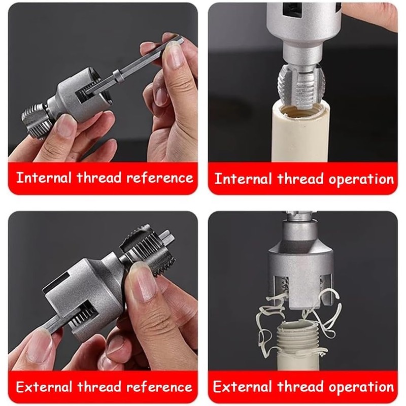 Integrated Internal & External Pipe Threading Tool Kit – 2-in-1