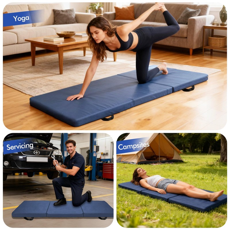 JZHLLA Foldable Fall Protection Mat for Elderly Blue Waterproof Non
